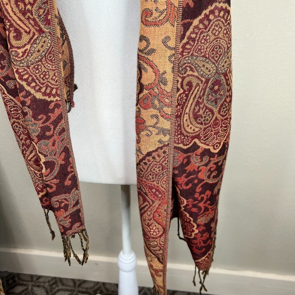 Fashion Outlined Pashmina Paisley Scarf Shawl Wrap Multicolor One Size - Picture 3 of 7